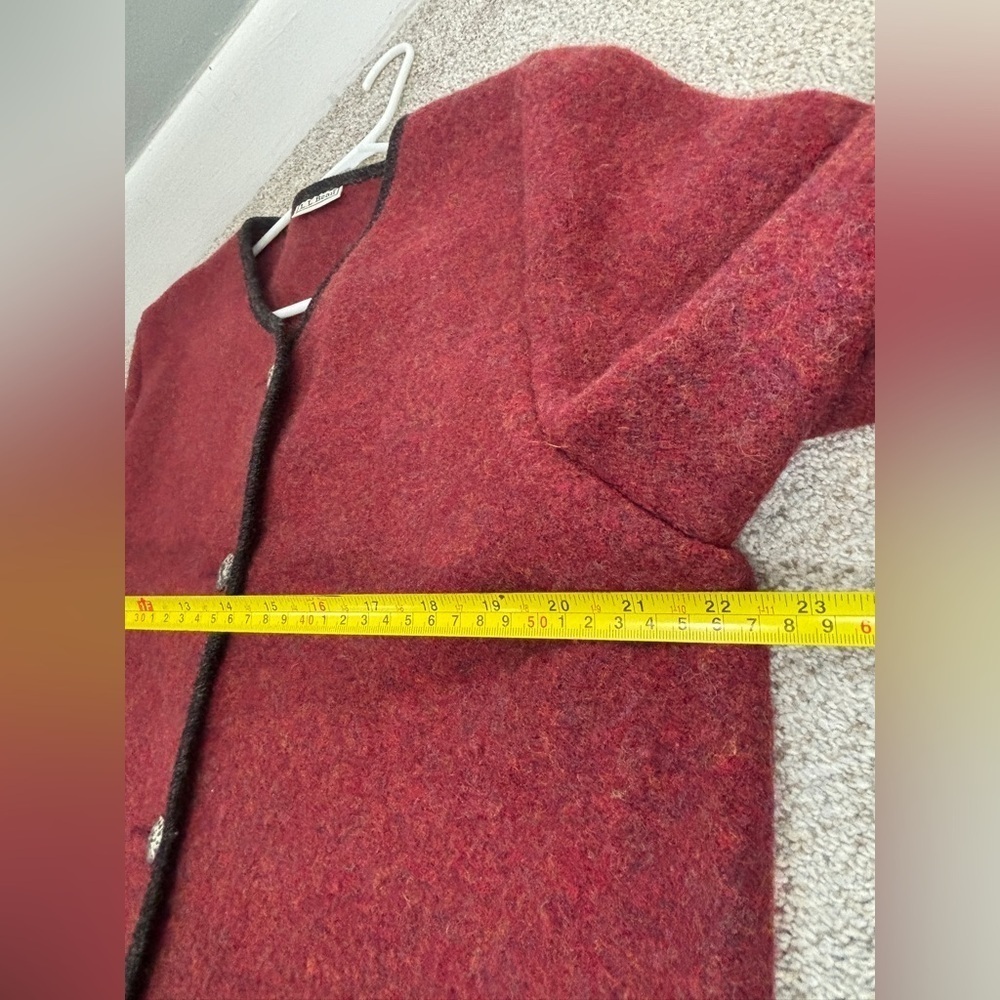 VINTAGE LL Bean Button Up Pockets 100% Pure Wool Red Jacket Coat Blazer  L/XL - Picture 3 of 9